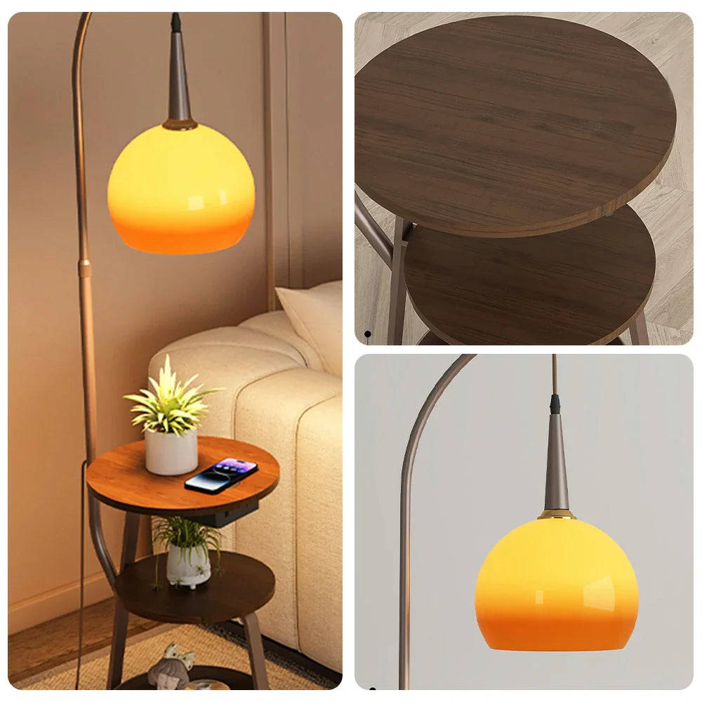 LIVARA Modern Full-Spectrum Shade, Brown Adjustable Glass with Floor Storage Space Light, Lamp Gradient Eye-Care