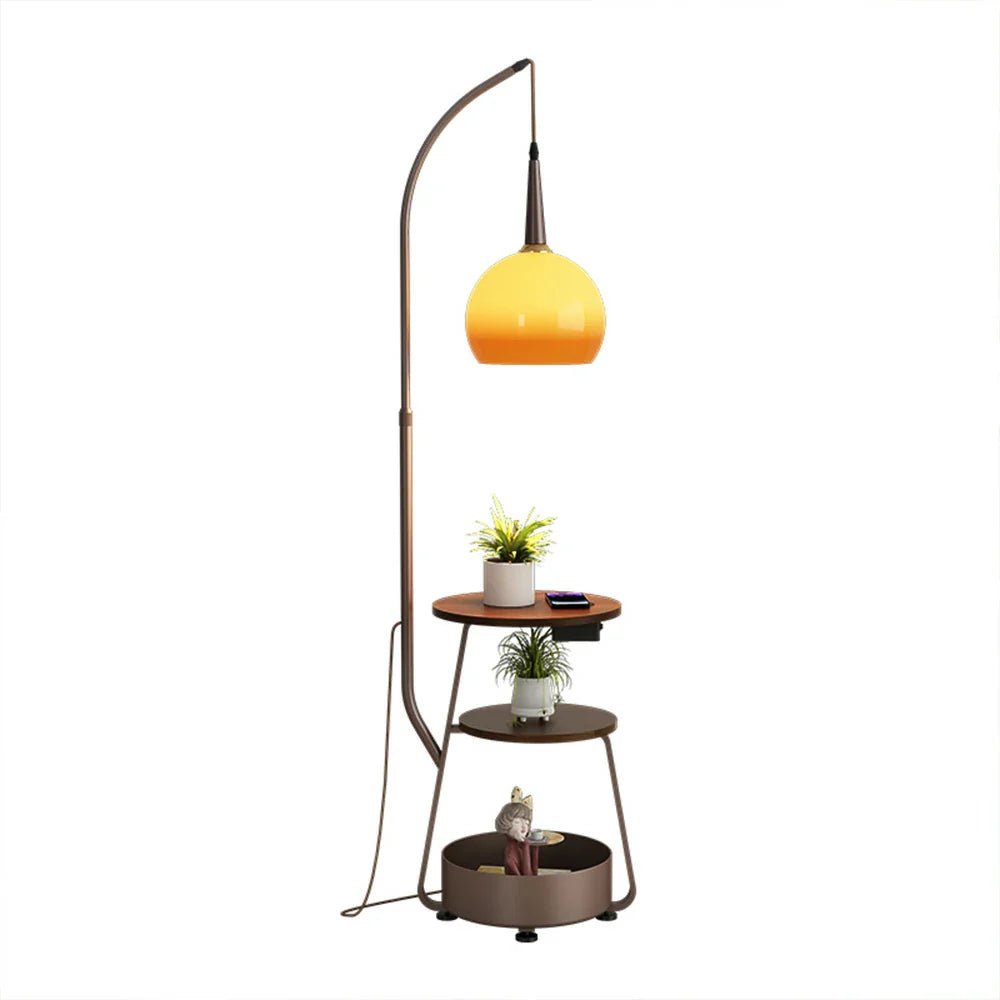 LIVARA Modern Full-Spectrum Shade, Brown Adjustable Glass with Floor Storage Space Light, Lamp Gradient Eye-Care