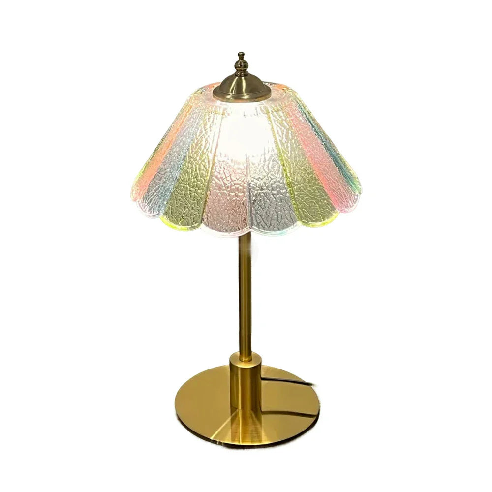 LIVARA Table Three-Color Lamp Iron Temperature Full-Spectrum Gradient Electroplated Base, Light, Adjustable Shade, with Glass