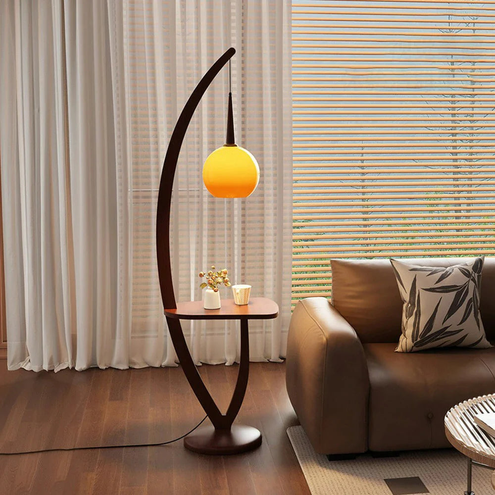 LIVARA Floor Wooden Simple Foot Switch, Three-Color Lamp Light, Base, Adjustable High-Quality Temperature with Glass Full-Spectrum Shade