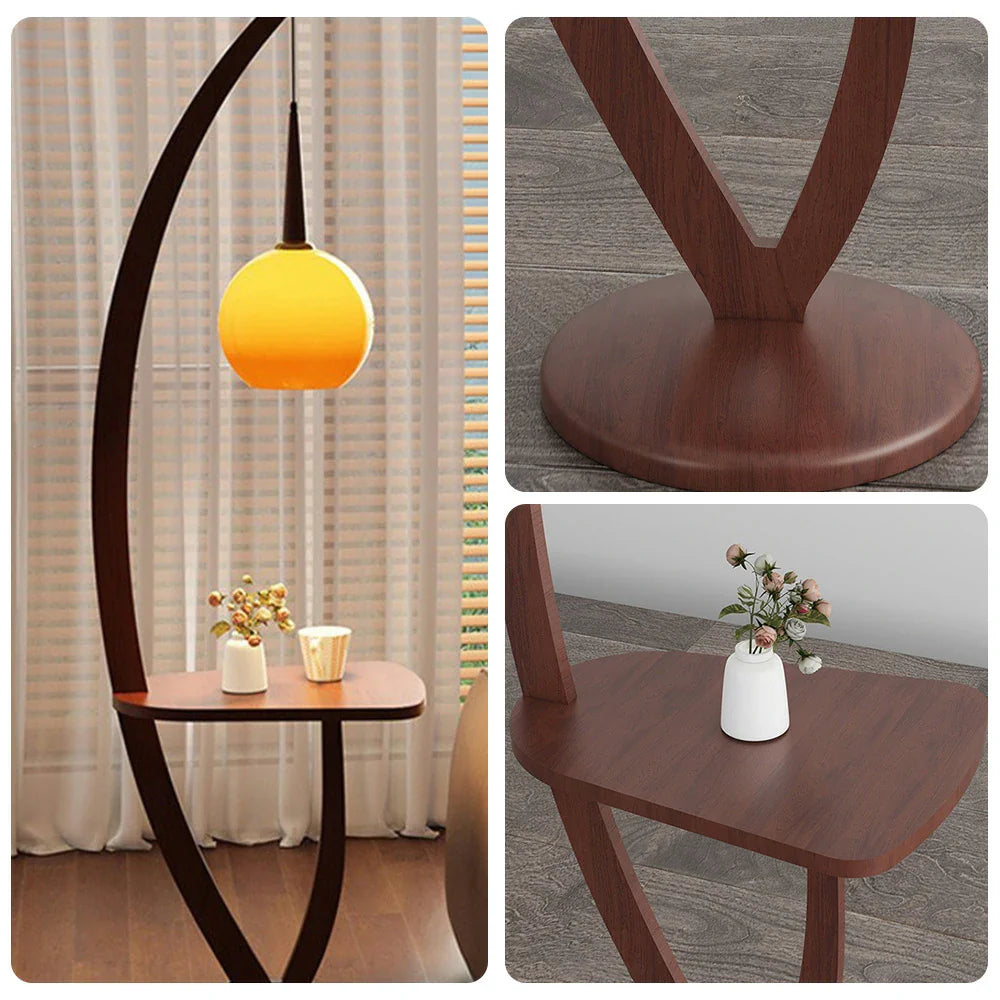 LIVARA Floor Wooden Simple Foot Switch, Three-Color Lamp Light, Base, Adjustable High-Quality Temperature with Glass Full-Spectrum Shade