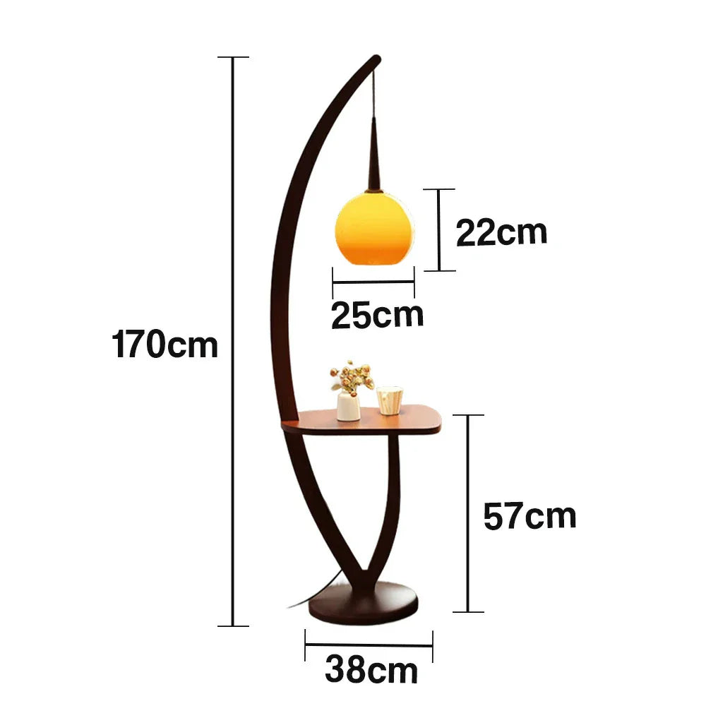 LIVARA Floor Wooden Simple Foot Switch, Three-Color Lamp Light, Base, Adjustable High-Quality Temperature with Glass Full-Spectrum Shade