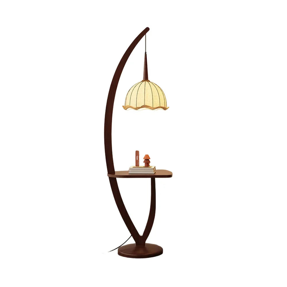 LIVARA Floor with Base, Switch, Light, Fabric Full-Spectrum Temperature Flower Foot Lily Wooden Adjustable High-Quality Lamp Three-Color Shade