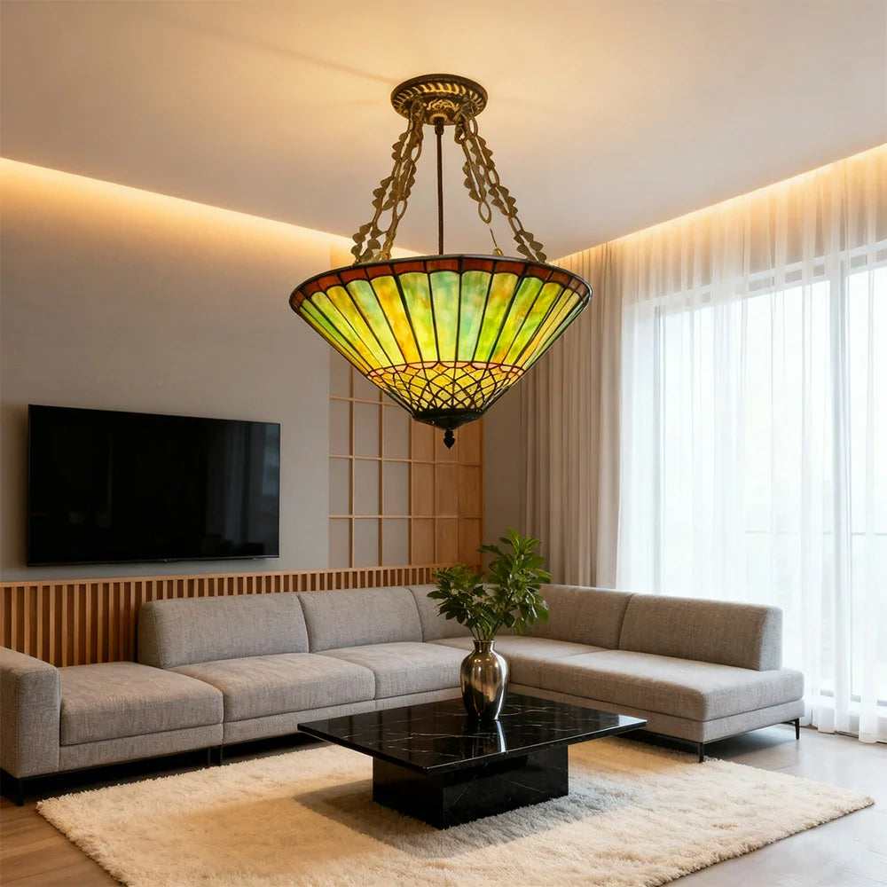 LIVARA 40/60cm High-Temperature Colored Glass Pendant Lamp with E27 Socket, Copper & Iron Body, Handcrafted Light Transmission