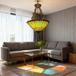 LIVARA 40/60cm High-Temperature Colored Glass Pendant Lamp with E27 Socket, Copper & Iron Body, Handcrafted Light Transmission