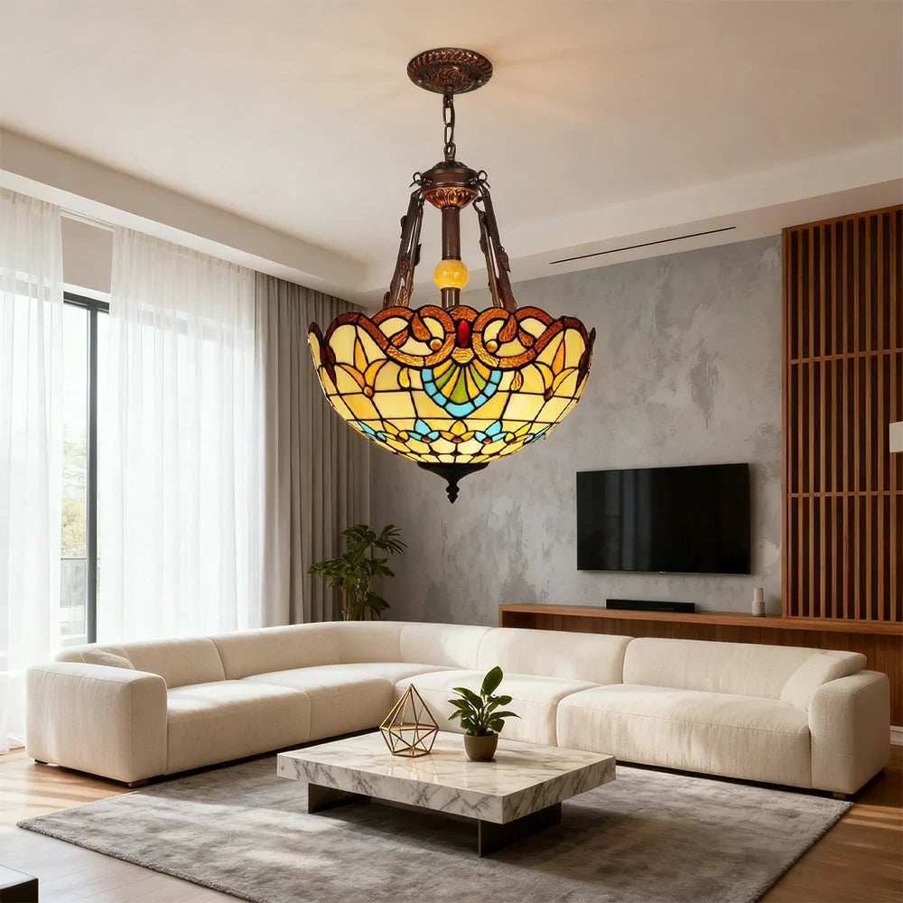 LIVARA 40/50/60cm High-Temperature Colored Glass Pendant Lamp with E27 Light, Copper & Iron Body, Handcrafted Light Transmission