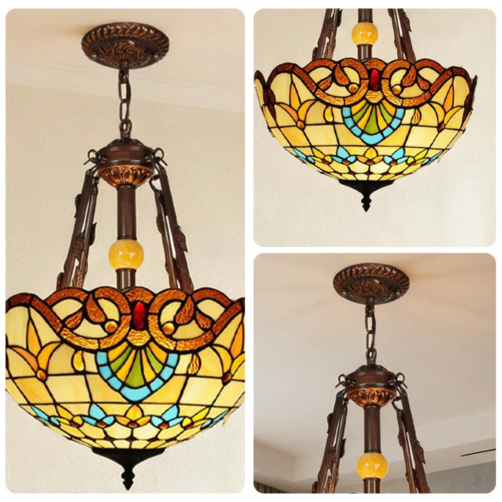 LIVARA 40/50/60cm High-Temperature Colored Glass Pendant Lamp with E27 Light, Copper & Iron Body, Handcrafted Light Transmission