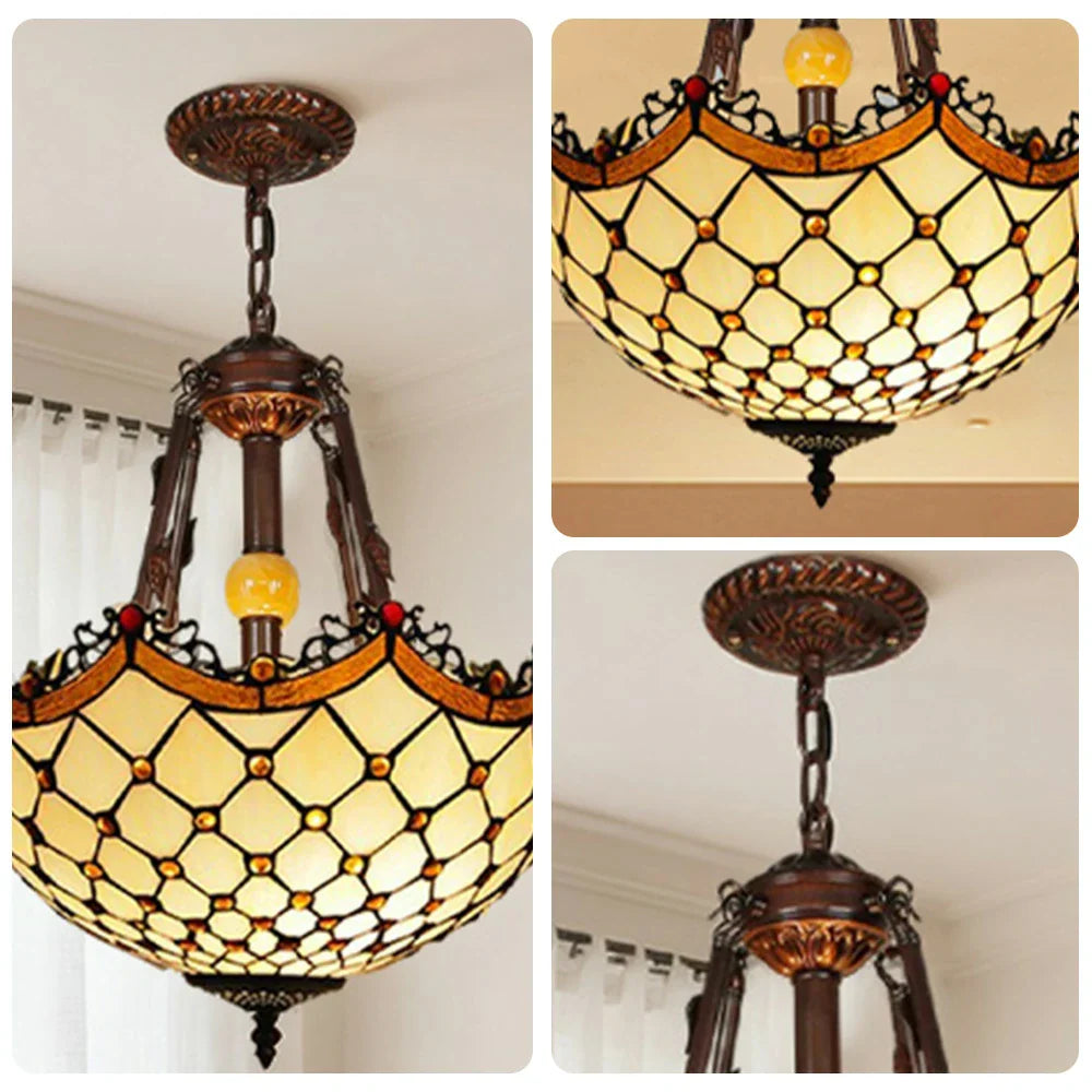 LIVARA 40/50cm High-Temperature Colored Glass, Pendant Light with E27 Socket, Copper & Iron Frame, Handcrafted Design