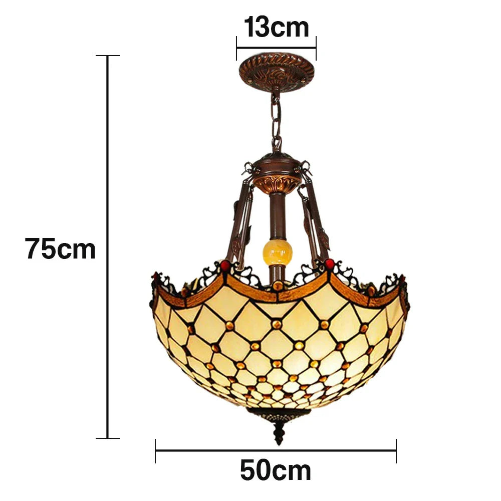 LIVARA 40/50cm High-Temperature Colored Glass, Pendant Light with E27 Socket, Copper & Iron Frame, Handcrafted Design