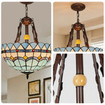 LIVARA 40/50cm Copper & Iron Frame, E27 Socket, Pendant Light with Handcrafted Colored Glass, Adjustable Lighting