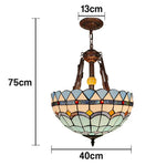 LIVARA 40/50cm Copper & Iron Frame, E27 Socket, Pendant Light with Handcrafted Colored Glass, Adjustable Lighting