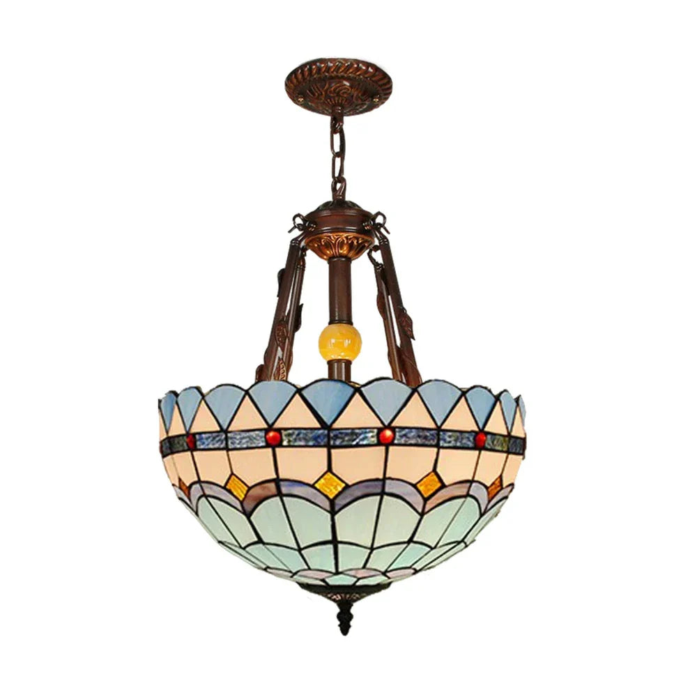 LIVARA 40/50cm Copper & Iron Frame, E27 Socket, Pendant Light with Handcrafted Colored Glass, Adjustable Lighting
