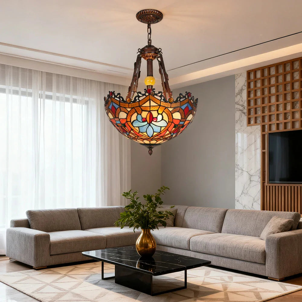 LIVARA 40/50cm Handcrafted High-Temperature Colored Glass,Pendant Lamp Copper & Iron Frame, E27 Socket