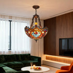 LIVARA 40/50cm Handcrafted High-Temperature Colored Glass,Pendant Lamp Copper & Iron Frame, E27 Socket
