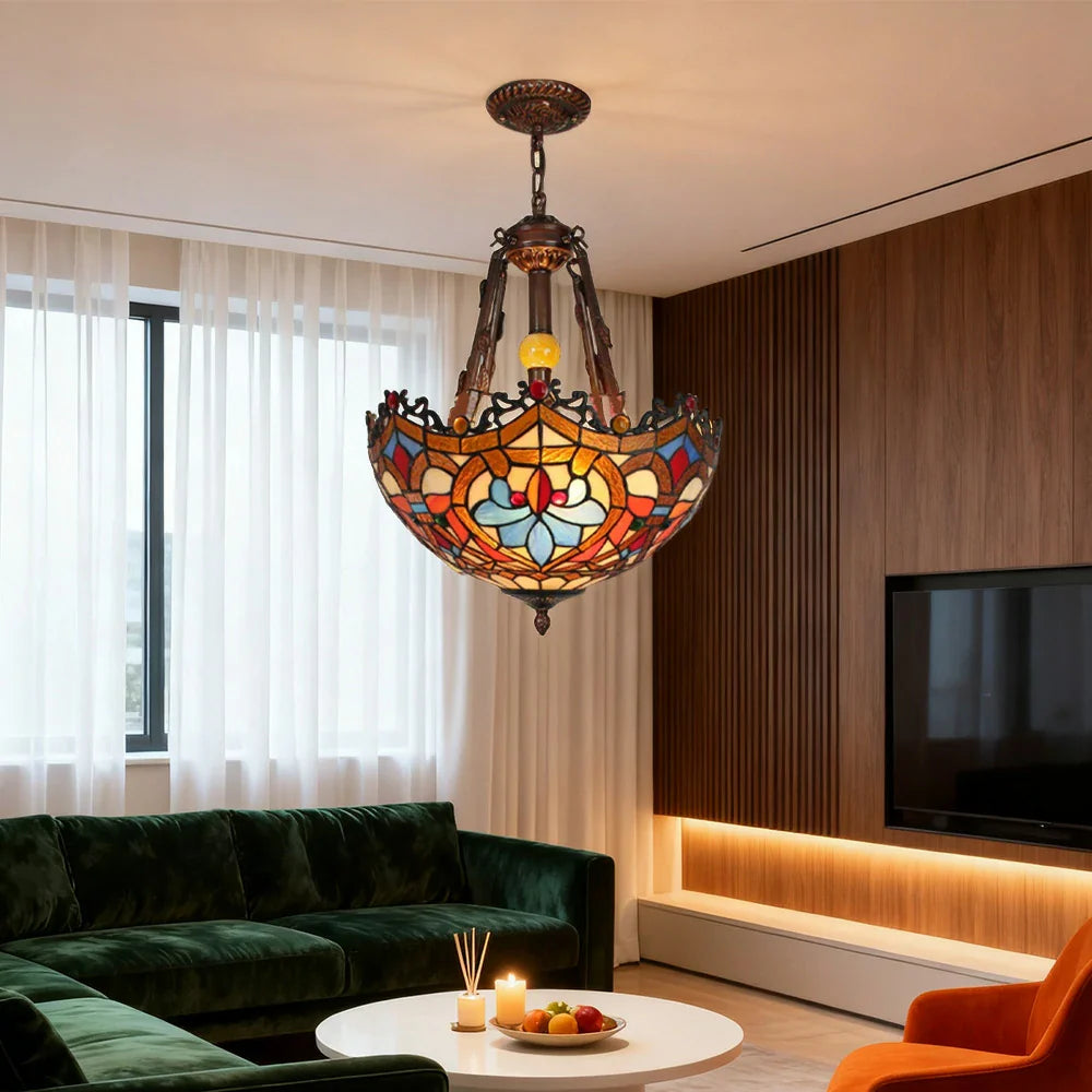 LIVARA 40/50cm Handcrafted High-Temperature Colored Glass,Pendant Lamp Copper & Iron Frame, E27 Socket