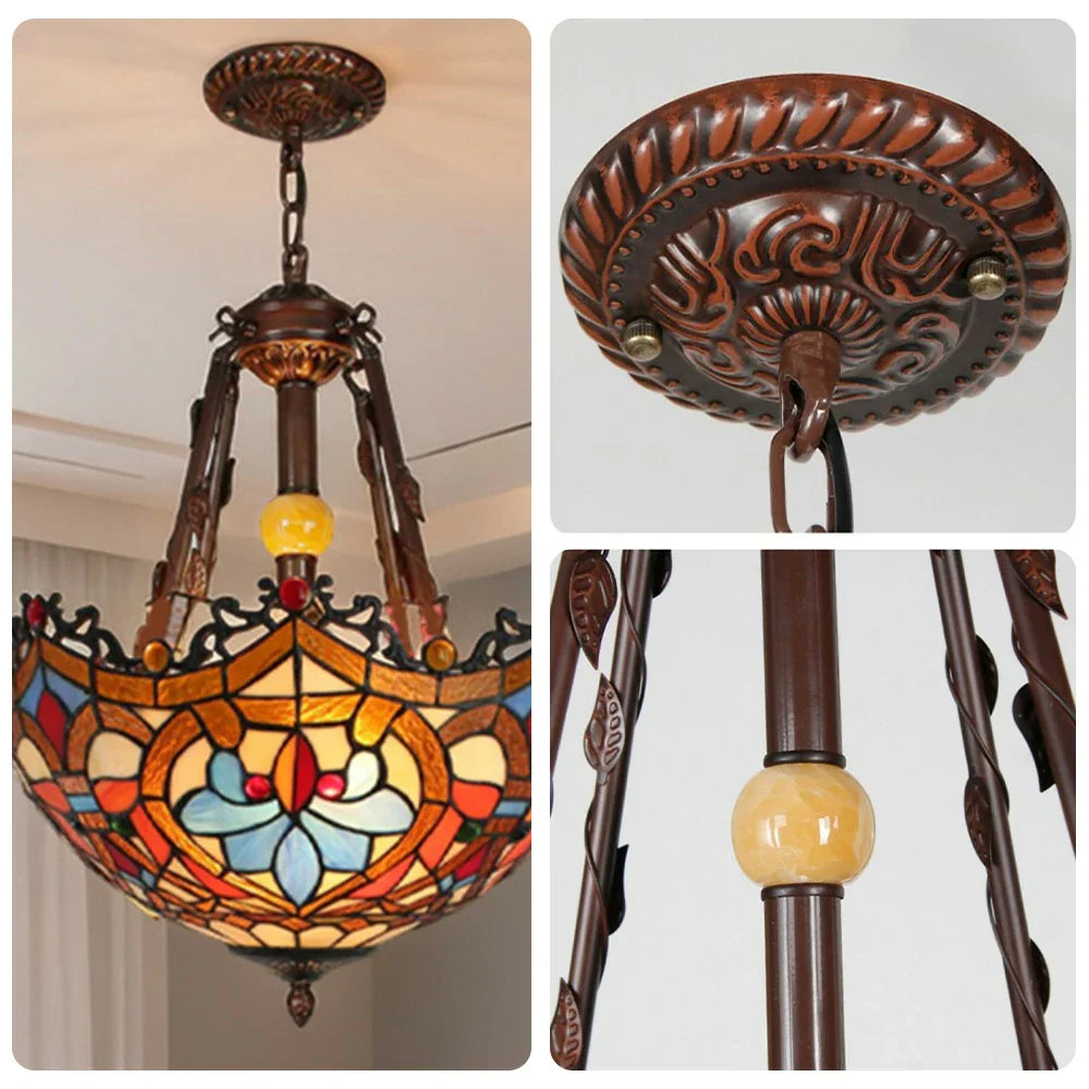 LIVARA 40/50cm Handcrafted High-Temperature Colored Glass,Pendant Lamp Copper & Iron Frame, E27 Socket