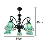 LIVARA Crystal 5-Light - Iron - Elegant for Pendant Blue High-Temperature Adjustable Coloured Light Pendant, Height E27 Glass, Frame, Illumination