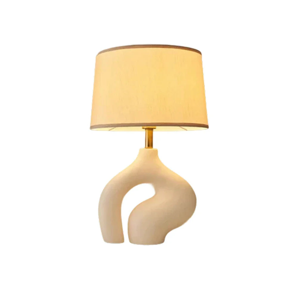 LIVARA Table Lamp - Handmade Fabric Shade, Premium Resin Base, Modern Minimalist Style, Soft Ambient Lighting