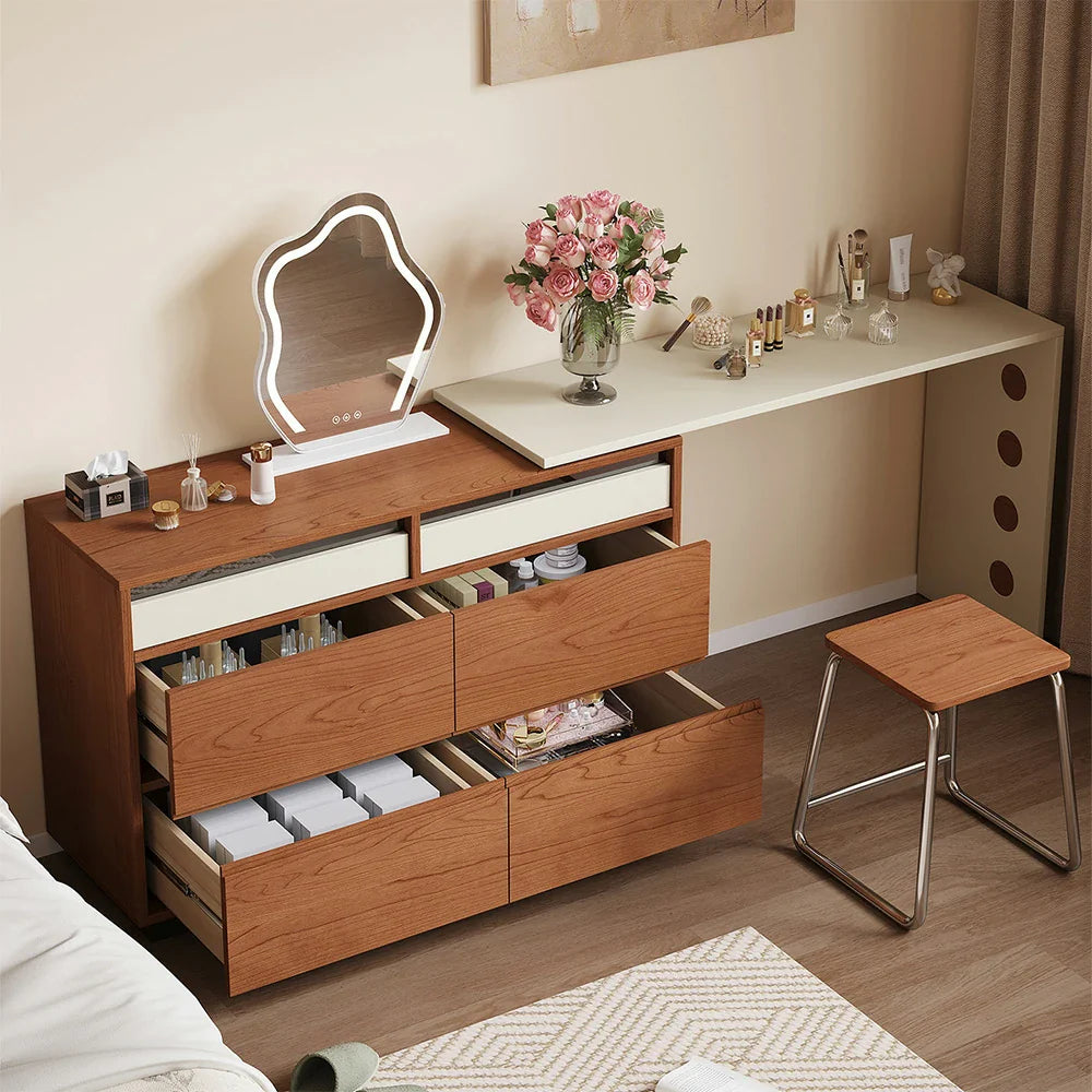 LIVARA 8802 Solid Tracks, - Design 18mm Cabinet, Wood Veneer, Wood Vanity Cherry with Soft-Close Plywood Rotating Sliding Ultra-Flat and White