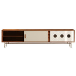LIVARA 8805 Modern Legs, Steel Cabinet, Stainless Soft-Close Veneer, Solid Plywood Storage Ultra-Flat 18mm Tracks, with Cherry Wood Design