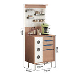 LIVARA 70cm Soft-Close Drawers, Texture, Coffee Stainless Pegboard Adjustable - Cabinet Shelves, White Cherry Wood Steel Legs