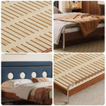 LUXORA 9901 Footboard Bed, Solid Larch Steel Cherry Frame, Wood Wood Cloud - Stainless Velvet 150cm Accents, Blue
