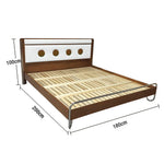 LUXORA 9901 Accents, Wood Larch Cherry Steel Bed, Cloud Stainless Footboard Frame, Velvet 150cm - Solid Wood White