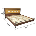 LUXORA 9901 Cloud Velvet 150cm Stainless Bed, - Wood Frame, Steel Wood Cherry Solid Accents, Larch Footboard Yellow