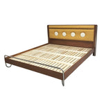 LUXORA 9901 Cloud Velvet 150cm Stainless Bed, - Wood Frame, Steel Wood Cherry Solid Accents, Larch Footboard Yellow