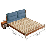 LUXORA 9902 Frame, 150/180cm Larch Cloud Velvet Steel Bed, Accents, Solid - Footboard, Wood Cherry Design Wingback Stainless Wood Blue