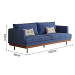 LUXORA 9951 Plush Solid Corduroy Filling, Rubberwood Legs Frame, Base, Larch 220cm - Stainless Steel Sofa, Straight Blue
