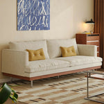LUXORA 9951 Stainless - Plush Solid Filling, Base, 220cm Rubberwood Legs Larch Corduroy Straight Sofa, Frame, Steel White