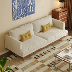 LUXORA 9951 Stainless - Plush Solid Filling, Base, 220cm Rubberwood Legs Larch Corduroy Straight Sofa, Frame, Steel White