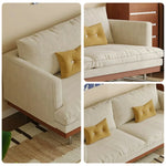 LUXORA 9951 Stainless - Plush Solid Filling, Base, 220cm Rubberwood Legs Larch Corduroy Straight Sofa, Frame, Steel White