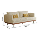 LUXORA 9951 Stainless - Plush Solid Filling, Base, 220cm Rubberwood Legs Larch Corduroy Straight Sofa, Frame, Steel White