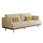 LUXORA 9951 Stainless - Plush Solid Filling, Base, 220cm Rubberwood Legs Larch Corduroy Straight Sofa, Frame, Steel White