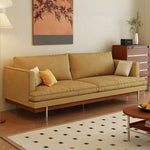 LUXORA 9951 Base, 220cm Steel Solid Legs - Stainless Larch Filling, Sofa, Rubberwood Frame, Plush Corduroy Straight Yellow