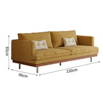 LUXORA 9951 Base, 220cm Steel Solid Legs - Stainless Larch Filling, Sofa, Rubberwood Frame, Plush Corduroy Straight Yellow