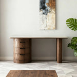 LUXORA 140/160cm Modern Minimalist Desk - Sintered Stone Top, Wooden Legs, Hidden Storage, Ideal Home Office Setup - Brown