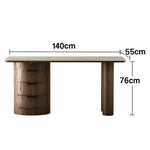 LUXORA 140/160cm Modern Minimalist Desk - Sintered Stone Top, Wooden Legs, Hidden Storage, Ideal Home Office Setup - Brown