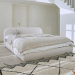 LUXORA Low Upholstered Headboard Bed - E0 150/180cm, Sponge Solid Eco Frame High-Resilience Materials, Wood Beige