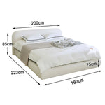 LUXORA Low Upholstered Headboard Bed - E0 150/180cm, Sponge Solid Eco Frame High-Resilience Materials, Wood Beige