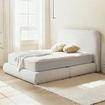 LUXORA High 150/180cm, Bed E0 Frame Sponge - Upholstered Materials, High-Resilience Solid Headboard Eco Wood Beige