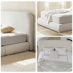 LUXORA High 150/180cm, Bed E0 Frame Sponge - Upholstered Materials, High-Resilience Solid Headboard Eco Wood Beige