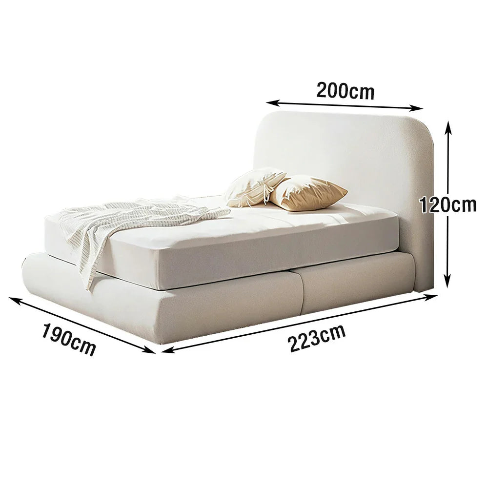 LUXORA High 150/180cm, Bed E0 Frame Sponge - Upholstered Materials, High-Resilience Solid Headboard Eco Wood Beige