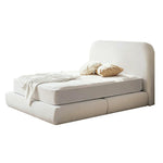 LUXORA High 150/180cm, Bed E0 Frame Sponge - Upholstered Materials, High-Resilience Solid Headboard Eco Wood Beige