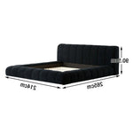 LUXORA Upholstered High-Density Frame Reinforced Frame Water-Resistant, Cotton-Linen Bed Blend, Steel 150/180cm, Sponge Headboard, - Black