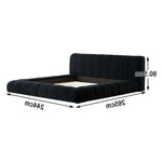LUXORA Upholstered High-Density Frame Reinforced Frame Water-Resistant, Cotton-Linen Bed Blend, Steel 150/180cm, Sponge Headboard, - Black