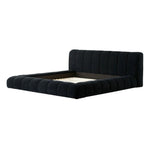 LUXORA Upholstered High-Density Frame Reinforced Frame Water-Resistant, Cotton-Linen Bed Blend, Steel 150/180cm, Sponge Headboard, - Black
