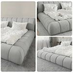LUXORA Upholstered High-Density 150/180cm, Frame Blend, Frame Reinforced Cotton-Linen Water-Resistant, Sponge Headboard, - Bed Steel Grey